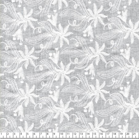 Tissu coton broderie anglaise grandes fleurs