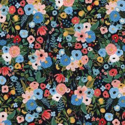 Tissu jardin fd noir 100% viscose larg 110 cm