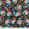 Tissu jardin fd noir 100% viscose larg 110 cm