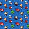 Tissu coton Marvel Kawaii fond bleu