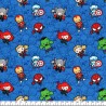 Tissu coton Marvel Kawaii fond bleu