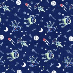 Tissu coton phosphorescent Out of this world fond marine