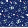 Tissu coton phosphorescent Out of this world fond marine