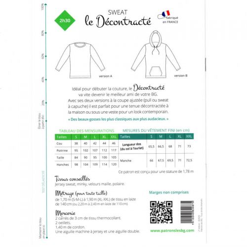 Patrons les BG Sweat Le Décontracté 