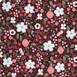 Tissu coton Garden party glitter or fond  bordeaux Rifle Paper Co