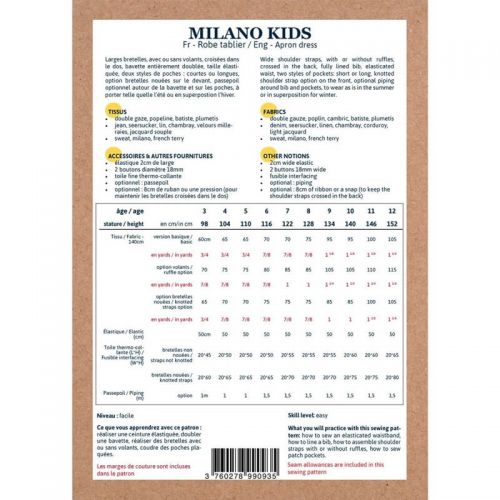 Patron Ikatee Milano kids 3 ans - 12 ans