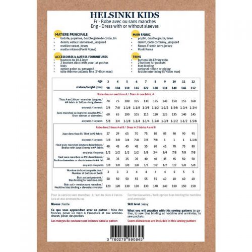 Patron Ikatee Helsinki Kids  3-12 ans