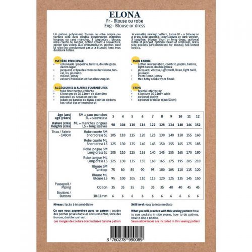 Patron Ikatee Elona 3-12 ans