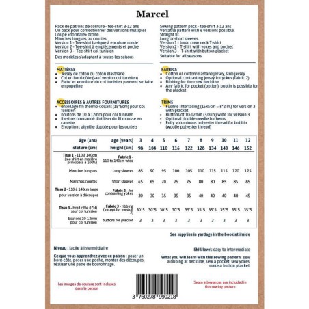Patron Ikatee Marcel Pack 3-12 ans