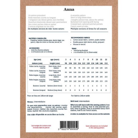 Patron Ikatee Anna kids 3-12 ans