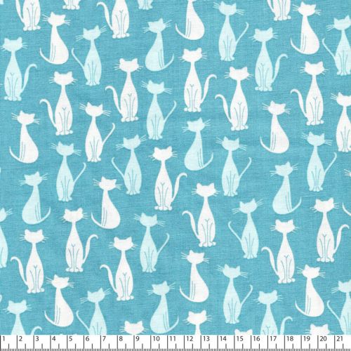 Tissu Chloé and friends bleu 100% coton larg 110cm