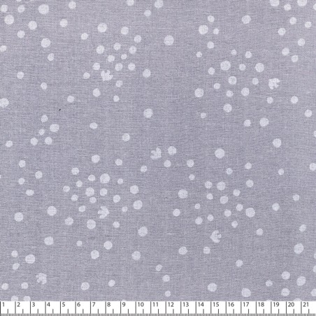 Tissu japonais double gaze de coton pois gris