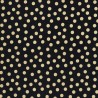Tissus pois dorés fd noir 100% coton larg 110 cm