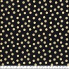 Tissus pois dorés fd noir 100% coton larg 110 cm
