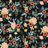 Tissu coton Primavera fond noir Rifle Paper Tissu coton Primavera fond noir Rifle Paper