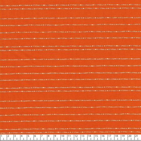 Tissu coton rayures pointillés fond moutarde 