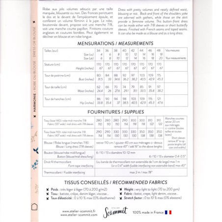 Patron Atelier Scammit Harmonie