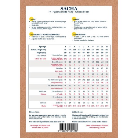 Patron Ikatee Sacha Kids  3-12 ans