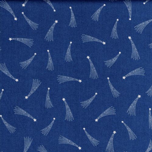 Tissu coton étoiles filantes fond bleu