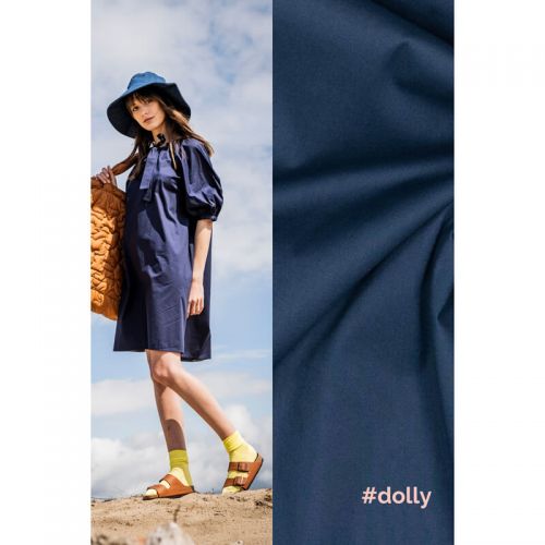 Tissu coton stretch bleu marine Onah, Dolly Fibremood