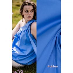 Tissu coton stretch bleu Chloé  Fibremood