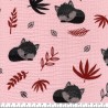 Tissu double gaze de coton renard fond rose Tissu double gaze de coton renard fond rose