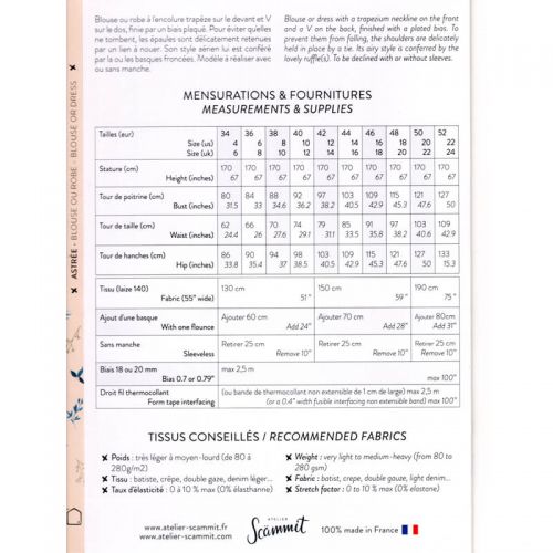 Patron Atelier Scammit Astrée