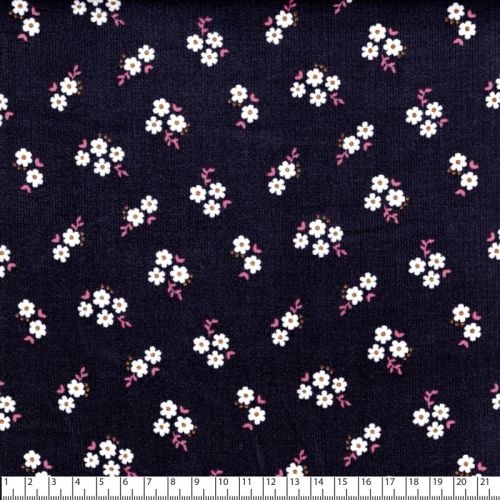 Tissu velours milleraie Small flowers fond gris avec pointes de glitter Poppy 