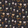 Tissu sweat gratté Fantasy flowers  pointe de glitter gris Poppy