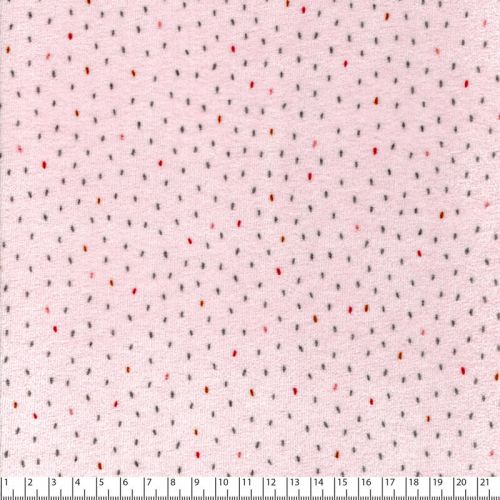 Tissu jersey velours pointillé fond rose