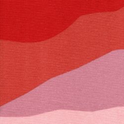 Tissu toile de coton vagues roses/rouges