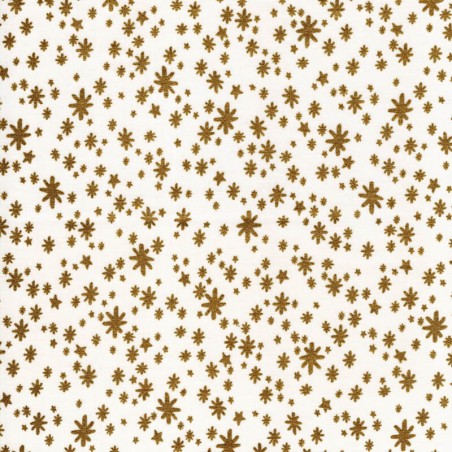 Tissu coton flocons dorés fond beige Rifle Paper Co