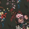 Tissu jersey viscose bouquets fond kaki Tissu jersey viscose bouquets fond kaki
