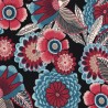Tissu jersey viscose grosses fleurs fond noir