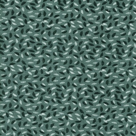 Tissu jersey coton BIO feuilles fond vert