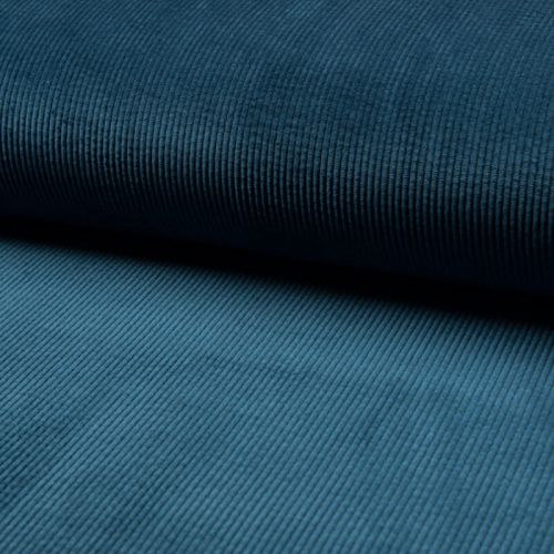 Tissu velours bleu canard 85%pl/12%pa/3%sp larg 145 cm