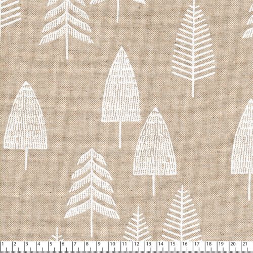 Tissu effet lin arbres en hiver
