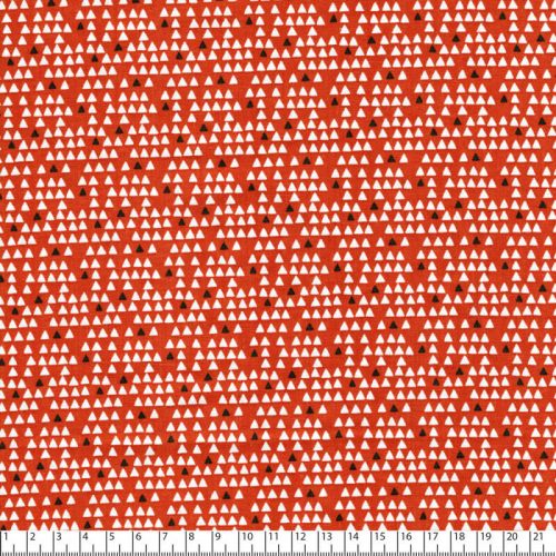 Tissu coton petits triangles fond orange