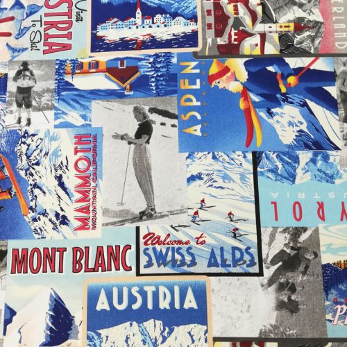 Tissu toile affiches ski vintage