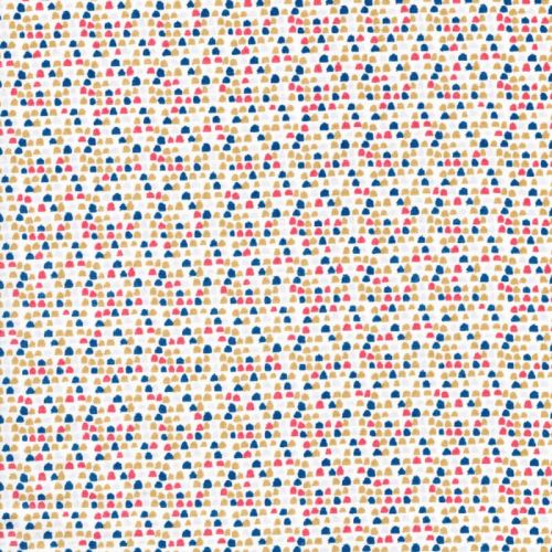 Tissu coton pois multicolore fond blanc