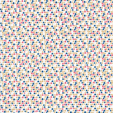 Tissu coton pois multicolore fond blanc
