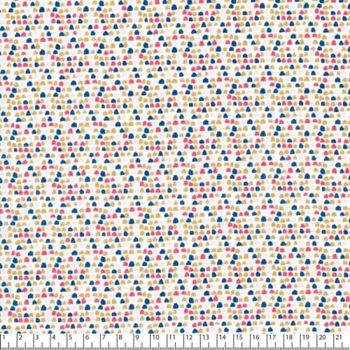 Tissu coton pois multicolore fond blanc