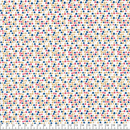 Tissu coton pois multicolore fond blanc