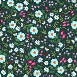 Tissu Cotton SteelGarden & Globe - Wildflower Field - vert