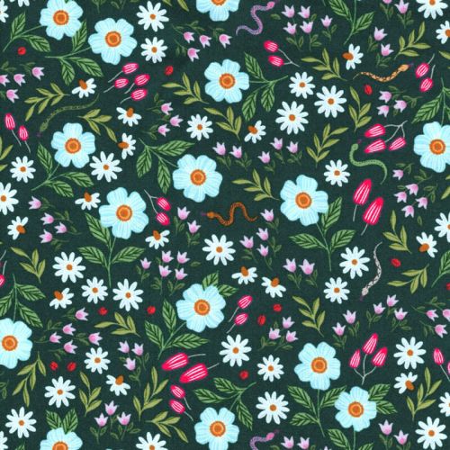 Tissu Cotton SteelGarden & Globe - Wildflower Field - vert