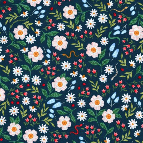 Tissu Cotton SteelGarden & Globe - Wildflower Field - bleu