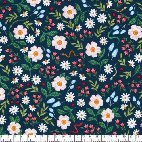 Tissu Cotton SteelGarden & Globe - Wildflower Field - bleu