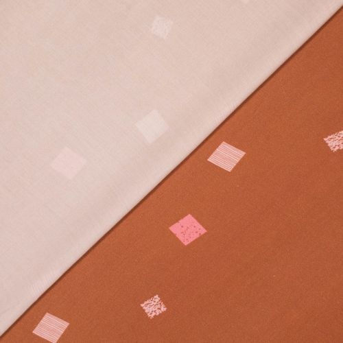 Tissu viscose satin carré fond terracotta Maude 