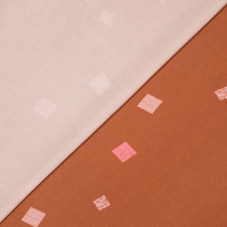 Tissu viscose satin carré fond terracotta Maude 