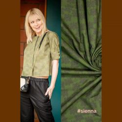 Tissu Fibre Mood Sienna fleurs fond vert